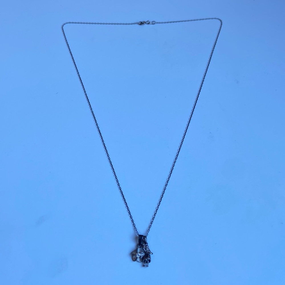 Sterling silver 925 Hawaiian necklace hula girl plumeria